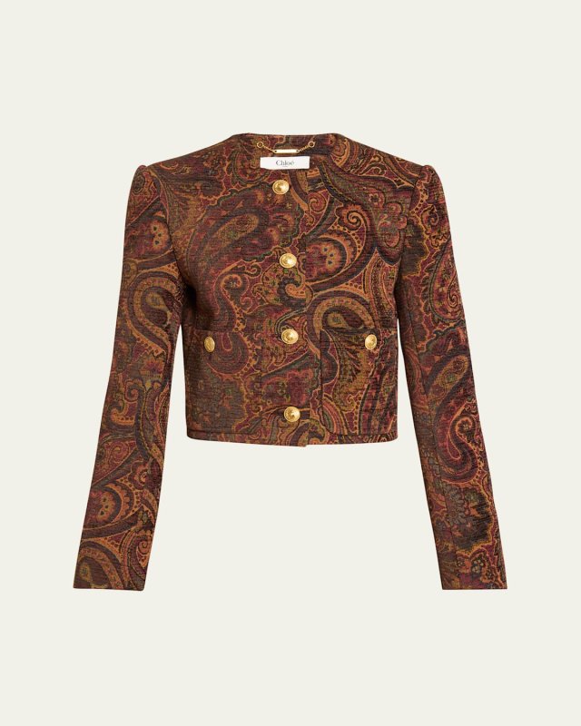 Paisley Velvet Single-Breasted Jacket
